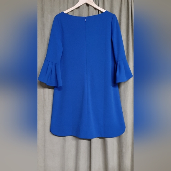 VINCE CAMUTO  Flowy Holiday Scoop Neck Dress, Cobalt - Picture 4 of 10